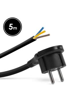 Ștecher cu clemă de plastic - cablu de 5 metri - 3 x 1,5 mm2 - negru