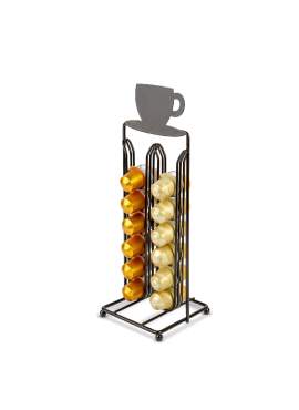 Suport metalic pentru capsule de cafea – 28 capsule Nespresso – 125 x 115 x 340 mm – negru mat