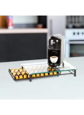 Suport metalic pentru capsule de cafea – 60 capsule Nespresso – 410 x 260 x 60 mm – negru mat