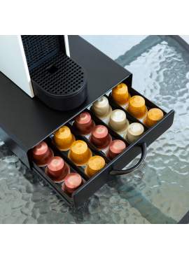 Suport metalic pentru capsule de cafea - pentru 50 capsule Nespresso - 365 x 214 x 60 mm - negru mat