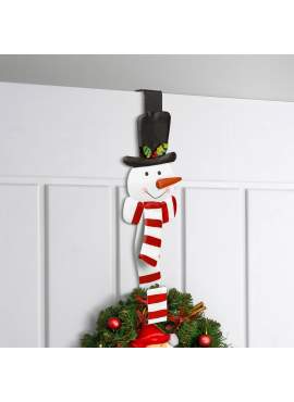 Suport metalic pentru coroniță sau decorațiune de ușă – model om de zăpadă – 38 cm