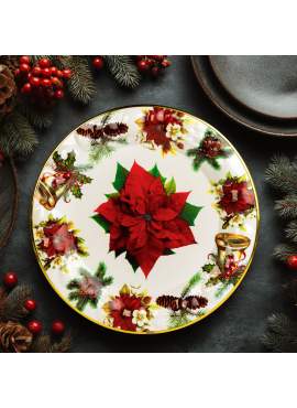 Tavă decorativă din plastic – model floare de poinsettia – 37,5 cm