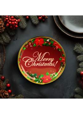 Tavă decorativă din plastic – model „Merry Christmas” – 22 cm