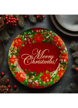 Tavă decorativă din plastic – model „Merry Christmas” – 37,5 cm