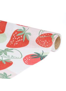 Traversă de masă decorativă – 180 x 28 cm – 70% poliester, 30% bumbac – model căpșuni