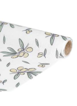 Traversă de masă decorativă – 180 x 28 cm – 70% poliester, 30% bumbac – model măsline