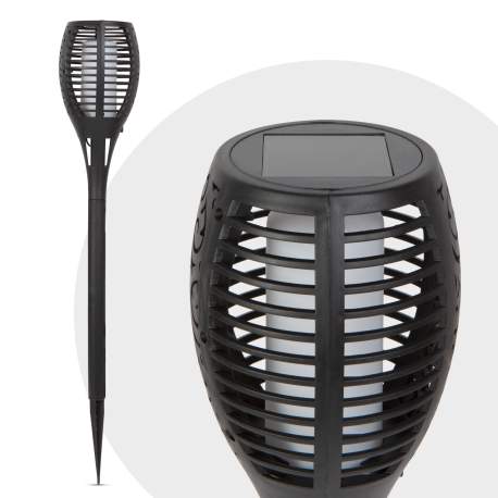 Garden of Eden -Set 4 buc Lămpi solare LED, model imitaţie de flacără - negru - material plastic-  480 x 75 mm