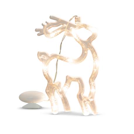 Decor ferestre cu LED - ren - 19 x 13,5 cm - alb cald - 3 x AAA
