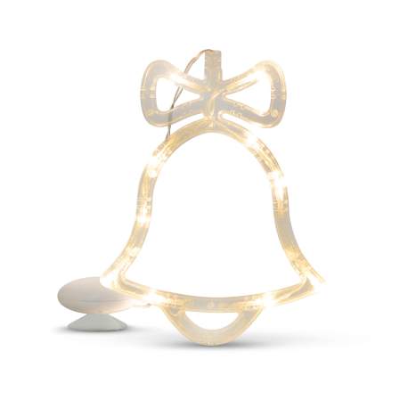 Decor ferestre cu LED - clopoței - 21 x 16 cm - alb cald - 3 x AAA