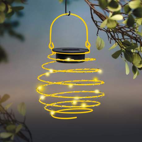 Garden of Eden - Lampă solară LED, model sferă spiralată, alb cald, 9 cm galben