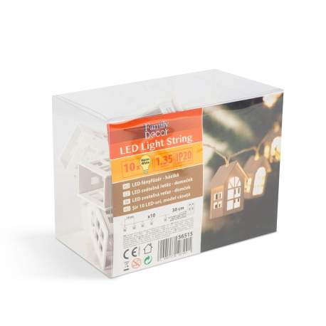 Șir de lumină cu LED - carcasă - 10 LED-uri - 1,35 metri - alb cald - 2 x AA