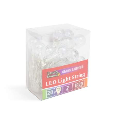 Șir de lumină cu LED - sferă colorată - 20 de LED-uri - 2,3 metri - 3 x AA