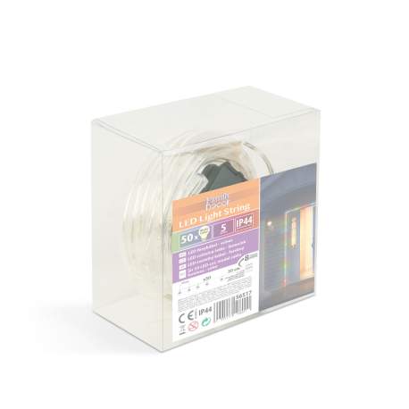 Cablu de lumină LED - 50 LED-uri - 5 metri - culoare - 3 x AA - IP44