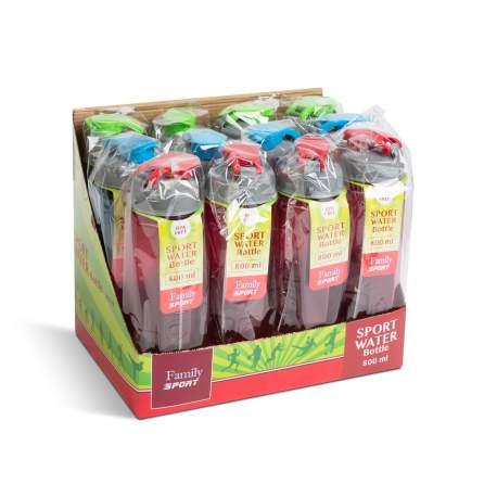Sticlă sport - plastic, transparent - 800 ml - 3 culori
