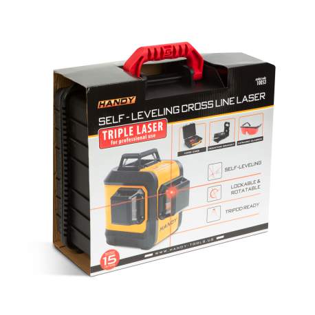 Set nivelă cu laser - max. 15 m - 3D / 360° - cu baterie, ochelari și consolă