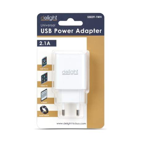 Adaptor de Încărcare USB 5V 2.1A Universal - Alb