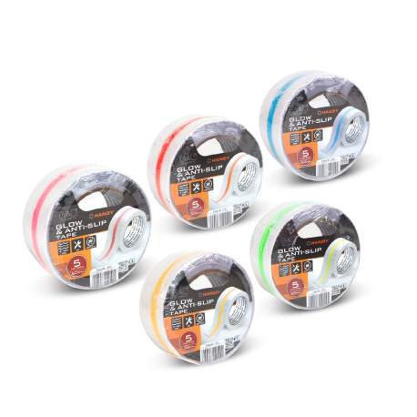 Bandă Adezivă Antiderapantă FOSFORESCENTĂ – 5 m x 50 mm, 5 culori disponibile