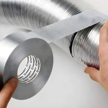 Bandă Adezivă din Aluminiu Armată cu Fibra de Sticlă – 50 m x 50 mm, 150-170 microni, Lângă-rezistentă