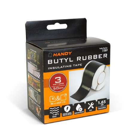 Bandă Autoadezivă de Etanșare din Butil Cauciuc – 3 m x 50 mm x 1,65 mm, Neagră, Autovulcanizantă