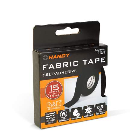 Bandă Textilă Autoadezivă pentru Cablu – 15 m x 19 mm x 0,3 mm, Neagră, Anti-zgomot Auto