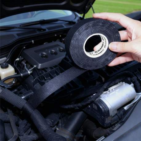 Bandă Textilă Autoadezivă pentru Cablu – 15 m x 19 mm x 0,3 mm, Neagră, Anti-zgomot Auto