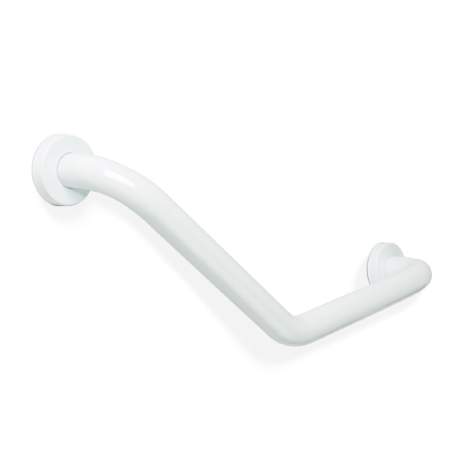 Bară de sprijin baie unghi 45° – oțel inoxidabil – alb – 25 + 25 cm – capacitate 200 kg