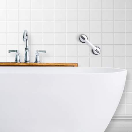 Mâner de sprijin pentru baie cu ventuze – 30 cm – alb – max 50 kg