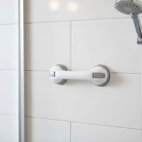 Mâner de sprijin pentru baie cu ventuze – 30 cm – alb – max 50 kg