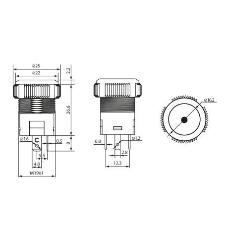 Buton de comanda 12V ND, LED Rosu