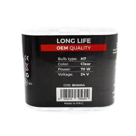Set de 2 becuri Halogen 24V -  H7, 70W, +50% Intensitate - LONG LIFE - CARGUARD