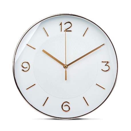 Ceas de perete - 25 cm - plastic, sticlă - 1 x AA - alb