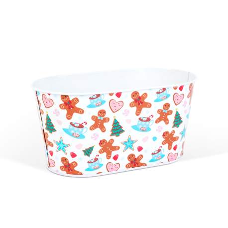 Coș decorativ din metal – model turtă dulce – 19 x 11,5 x 9,5 cm