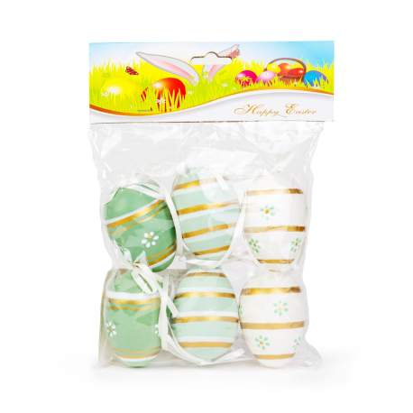 Decor de Paște - set ouă - 3 tipuri - 6 cm - 6 buc/pachet