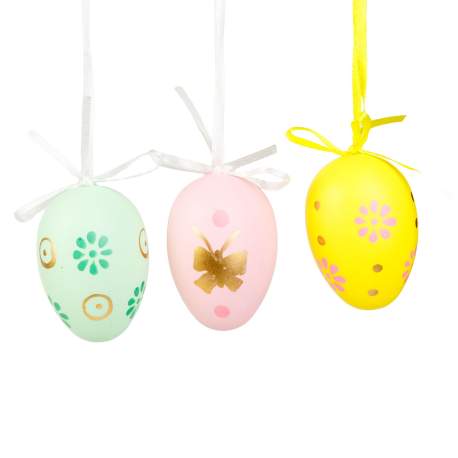 Decor de Paște - set ouă - 3 tipuri - 6 cm - 6 buc/pachet