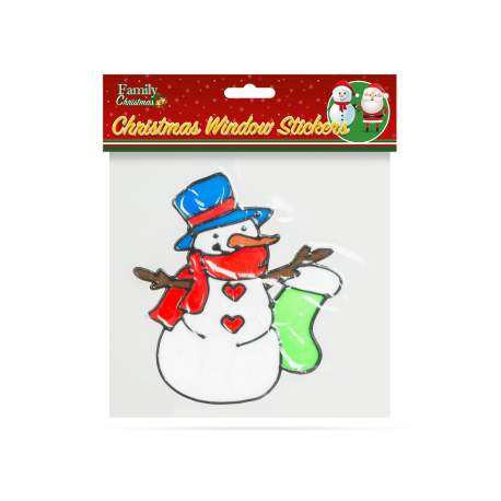 Decor fereastră, de Crăciun - om de zăpadă - 18 x 18 cm