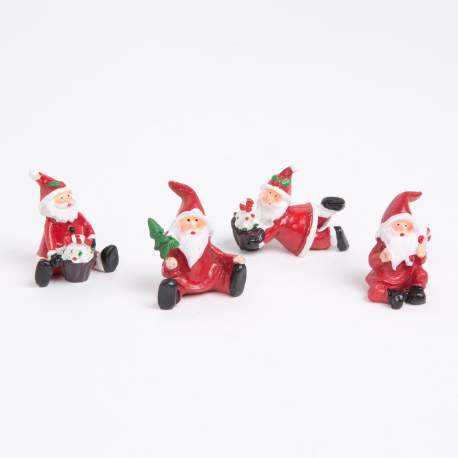 Decoratie model figurina Mos Craciun - 3 cm, 4 modele - 24 buc./display