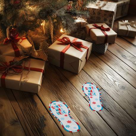 Decorațiune festivă – autocolant „A fost aici Moșul” – 25 x 10 cm – set 2 bucăți