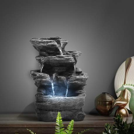Fântână decorativă, de interior - cu LED - 22 x 15 x 30 cm - 230 V