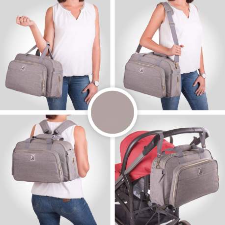 Geantă multifuncțională - pătuț - geantă scutece - gri