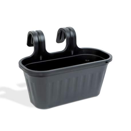 Ghiveci pentru balustradă - mare, plastic - 38 x 25 x 28 cm - negru