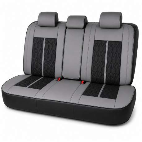 Huse auto premium 5 locuri Carguard Deluxe piele ecologică perforată - gri - negru