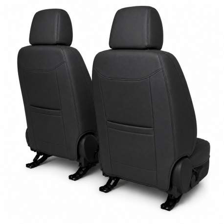 Huse auto premium 5 locuri Carguard Deluxe piele ecologică perforată - negru - alb