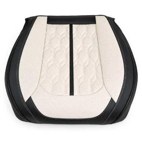 Huse auto premium 5 locuri Carguard Deluxe piele ecologică perforată - negru - crem