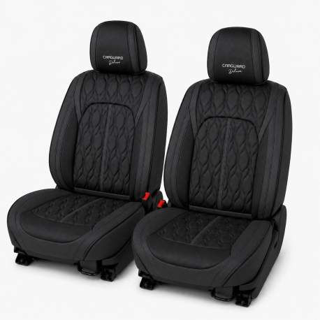 Huse auto premium 5 locuri Carguard Deluxe piele ecologică perforată - negru