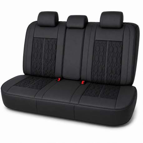 Huse auto premium 5 locuri Carguard Deluxe piele ecologică perforată - negru