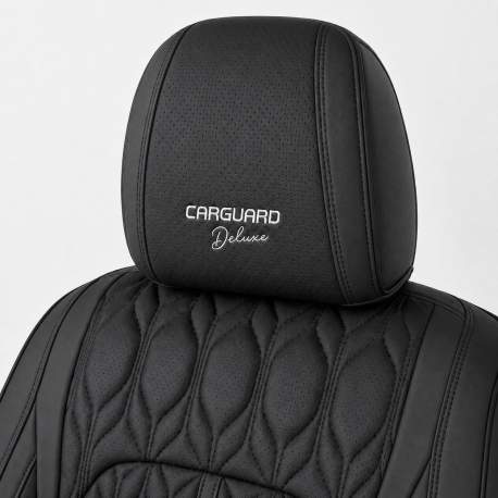 Huse auto premium 5 locuri Carguard Deluxe piele ecologică perforată - negru
