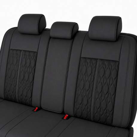 Huse auto premium 5 locuri Carguard Deluxe piele ecologică perforată - negru