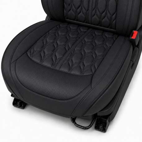 Huse auto premium 5 locuri Carguard Deluxe piele ecologică perforată - negru