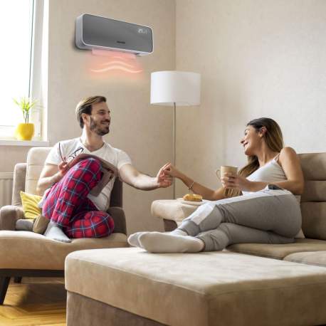 Încălzitor inteligent de perete Bewello - 1000/2000W - Tuya - 220 - 240V - gri