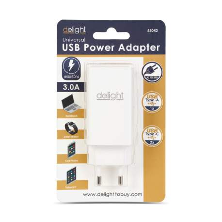 Încărcător Rapid Universal USB-A 20W și Type-C PD 45W - Alb